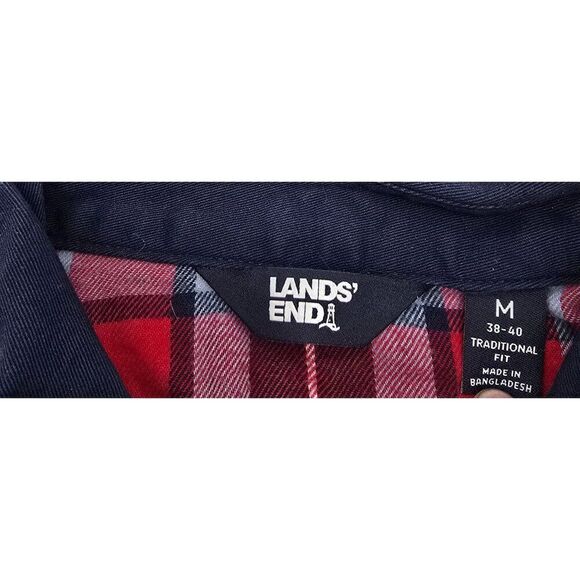 Lands End Mens Medium Traditional Fit Navy Button-Down Shirt - Picture 2 of 4